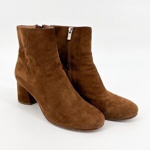 Joie LARA Brown Suede Heeled Zip Up Ankle Boots Size 38.5